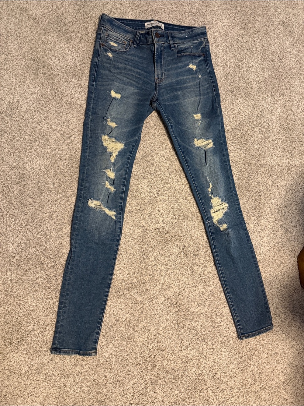 Abercrombie & Fitch Dark Blue Distressed Skinny Jeans